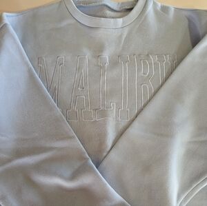Malibu Embroidered Crewneck Sweater - Light Blue Size Small